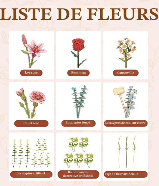 Boite à fleurs – ROKR TW03H – Puzzle 3D en bois à assembler – Univers RcLoisirs