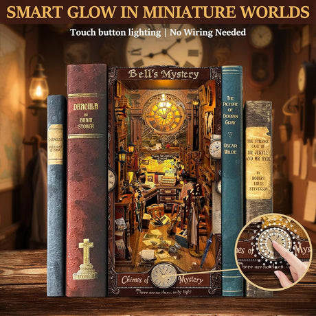Book Nook 3D – Mystère des cloches – En bois avec éclairage LED – Univers RcLoisirs