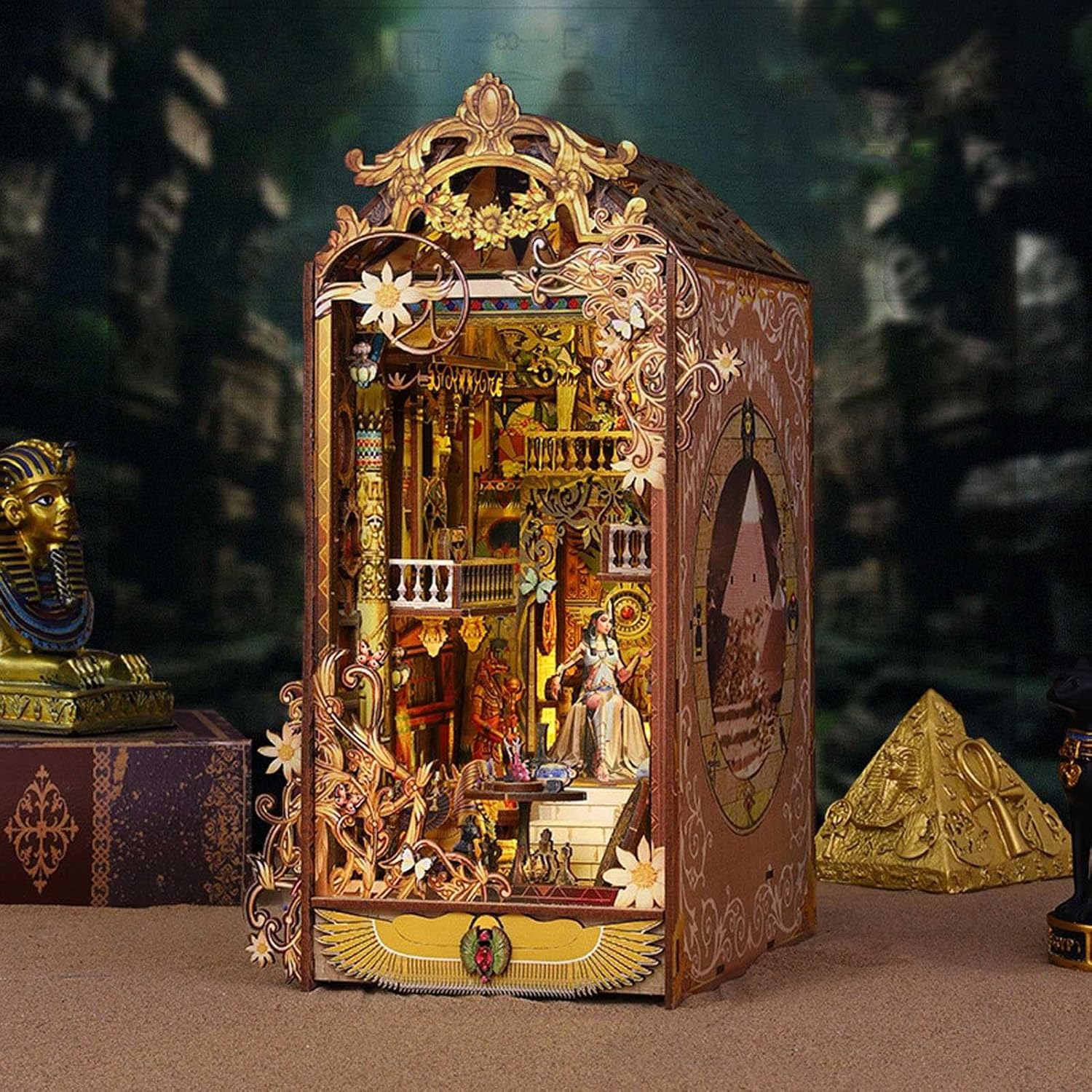 Book Nook 3D – Égypte antique – En bois avec éclairage LED – Univers RcLoisirs