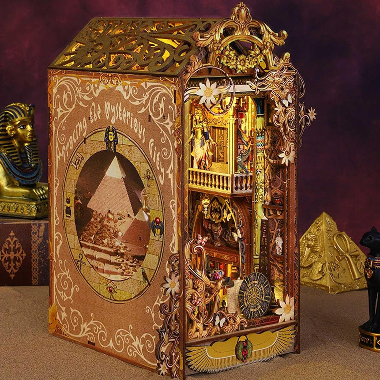 Book Nook 3D – Égypte antique – En bois avec éclairage LED – Univers RcLoisirs