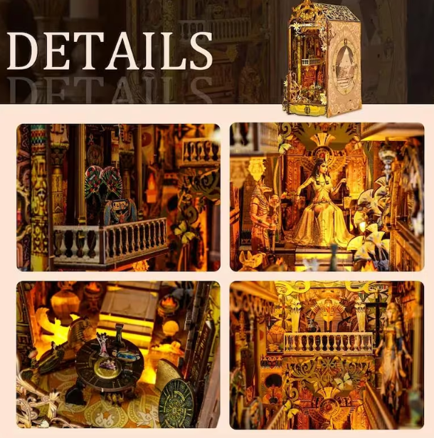 Book Nook 3D – Égypte antique – En bois avec éclairage LED – Univers RcLoisirs