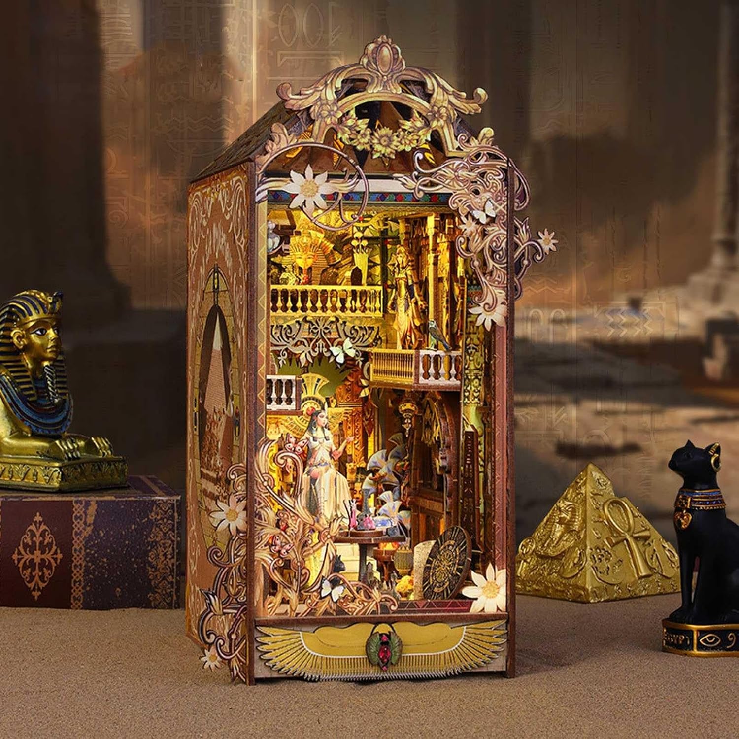 Book Nook 3D – Égypte antique – En bois avec éclairage LED – Univers RcLoisirs