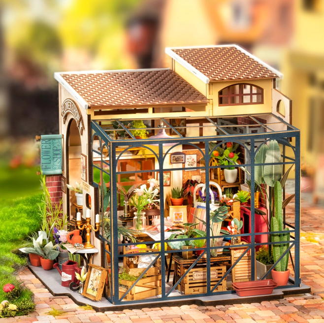 Assemblez la Rolife DG145 – Boutique de Fleurs. Kit miniature avec LED, ambiance florale romantique et détails réalistes. Univers RcLoisirs.