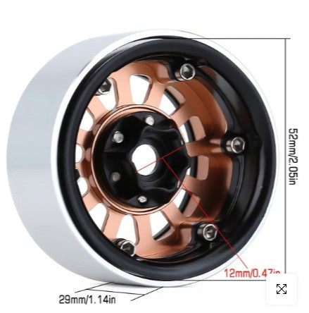 CRAW18239_07BK – Jantes métal beadlock 1.9″ 12 branches Injora pour crawler 1/10 – Univers RcLoisirs -2