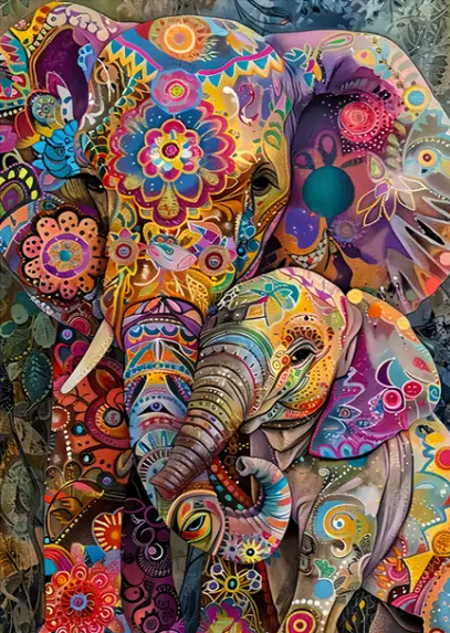 Éléphants colorés – Casse-tête – 1000 pièces