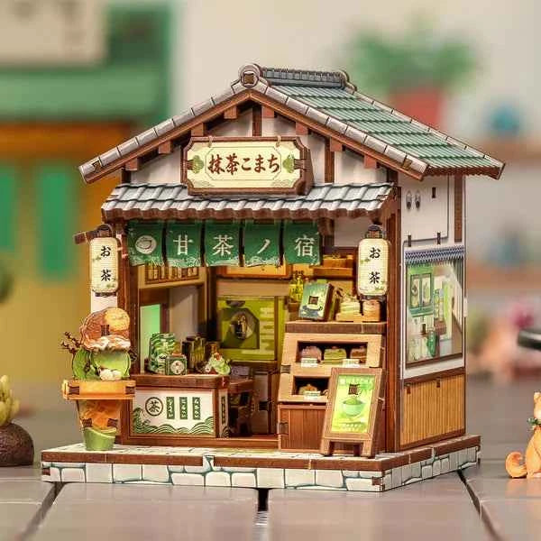 CWGA116 Kyoto Matcha Cottage, maison miniature DIY de 128 pieces inspiree d'une boutique japonaise de matcha avec eclairage DEL et decor double face.