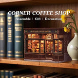 Corner Coffee Shop – Book Nook 3D en bois avec LED – Haute gamme