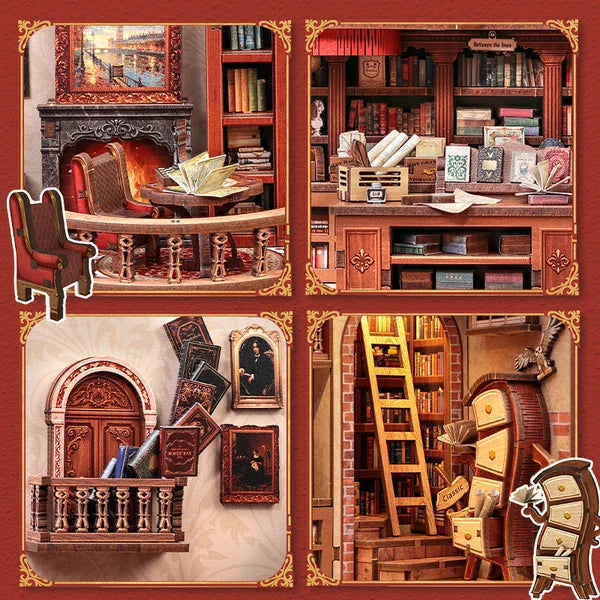 CWGB405 Thames Bookstore, maison miniature DIY de 343 pieces avec librairie londonienne detaillee, eclairage DEL tactile et protection anti-poussiere.