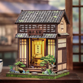 CWGC219 Kirishima Cha-an, maison miniature DIY de 145 pieces inspiree d'une rue japonaise traditionnelle avec eclairage tactile et porte anti-poussiere.