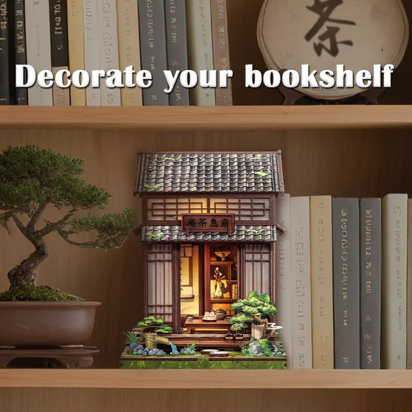 CWGC219 Kirishima Cha-an, maison miniature DIY de 145 pieces inspiree d'une rue japonaise traditionnelle avec eclairage tactile et porte anti-poussiere.