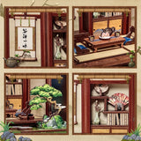 CWGC219 Kirishima Cha-an, maison miniature DIY de 145 pieces inspiree d'une rue japonaise traditionnelle avec eclairage tactile et porte anti-poussiere.