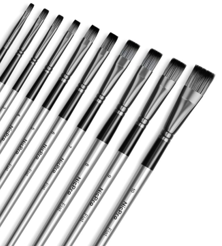 Pinceaux plats - Nylon - Manche long