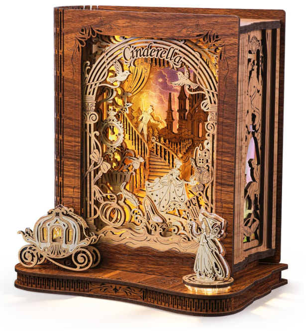 Cendrillon - Veilleuse en relief 3D – Book Nook – Miniature à assembler - Univers RcLoisirs