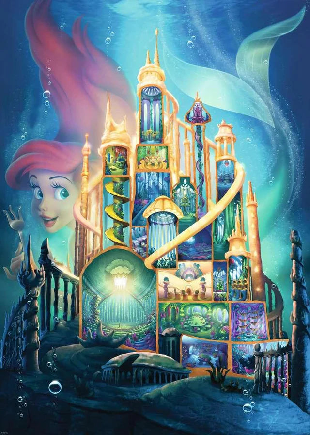 Plongez sous l’océan et profitez de moments mémorables de plaisir et de détente avec notre puzzle de la série des châteaux de Disney : Ariel!