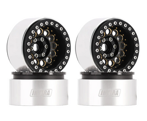DGW-1957BK ensemble de 4 jantes beadlock INJORA 1.9 po en laiton et aluminium avec déport -10 mm. Poids de 153 g par jante, hexagone 12 mm et conception super lourde pour améliorer la stabilité et les performances des crawlers RC 1/10.