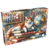 Delfy - Books, Globe and Purrs – Casse-tête – 1000 pièces – Univers RcLoisirs