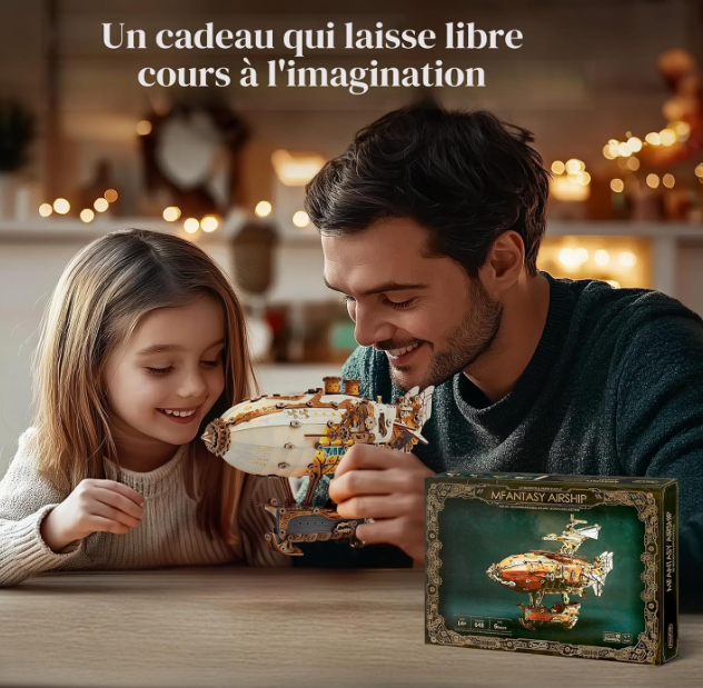 Dirigeable fantastique Steampunk – Book Nook – Miniature à assembler - Univers RcLoisirs