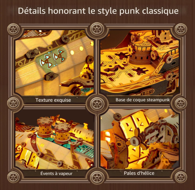 Dirigeable fantastique Steampunk – Book Nook – Miniature à assembler - Univers RcLoisirs