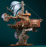 Dirigeable fantastique steampunk 3D en bois à assembler - Univers RcLoisirs