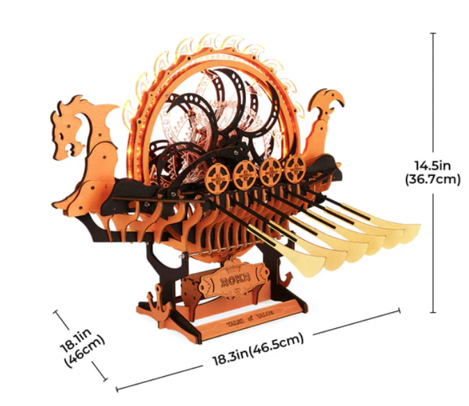 Drakkar Viking mécanique – ROKR LK802 – Modèle en bois 3D – Univers RcLoisirs