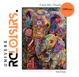 Éléphants colorés – Casse-tête – 1000 pièces