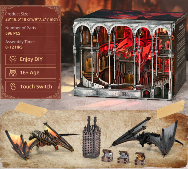 Ember Castle – Book Nook 3D en bois – LED – Haute gamme – Univers RcLoisirs