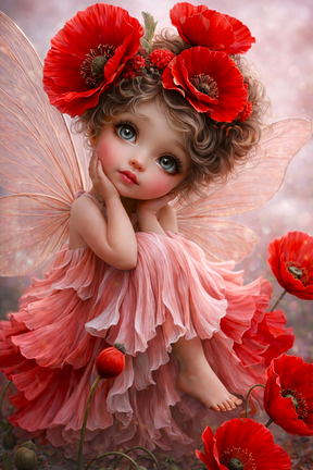 PRÉ-COMMANDE / Peinture diamant 5D - Haute Gamme - Fée Coquelicot - Univers RcLoisirs