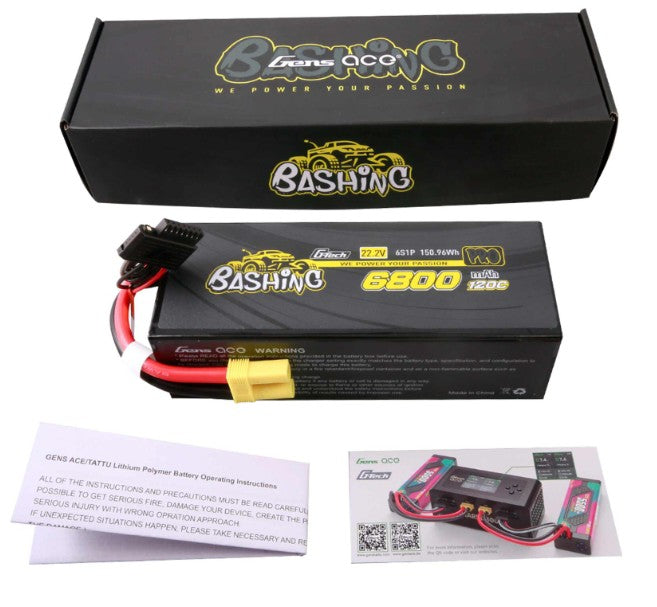 GEA686S12E5GT – 22.2 V 6800 mAh 6S 120C Smart Bashing HardCase LiPo Battery (EC5) - Univers RcLoisirs