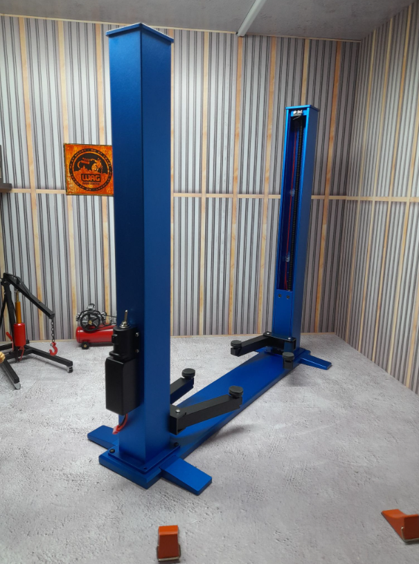 Lift RC, GL-B, lift électrique, accessoires scale, garage RC, WAG, accessoires RC, diorama RC, aluminium, ascenseur RC, accessoires garage RC, univers RcLoisirs, 1/10 RC, présentation RC, modélisme scale