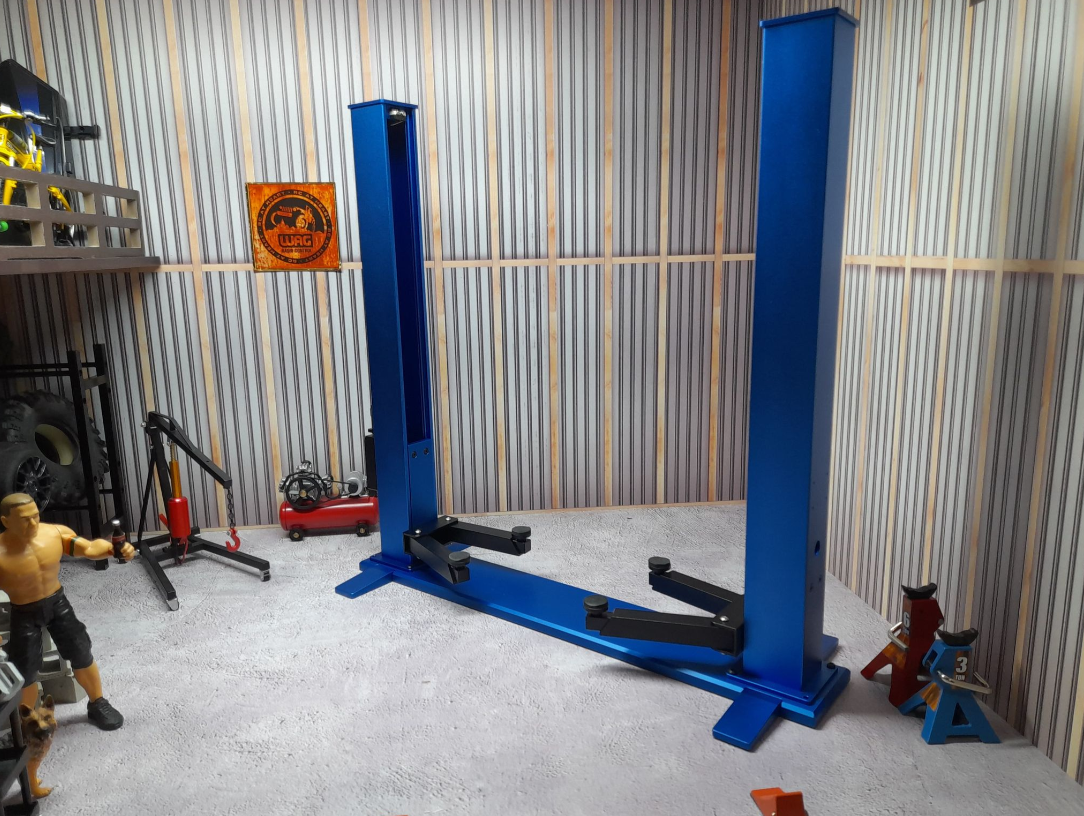 Lift RC, GL-B, lift électrique, accessoires scale, garage RC, WAG, accessoires RC, diorama RC, aluminium, ascenseur RC, accessoires garage RC, univers RcLoisirs, 1/10 RC, présentation RC, modélisme scale