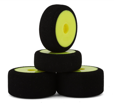 HFB06300Y Pneus Mousse Montés Jaunes Pour Losi Micro-B (4) – HackFab
