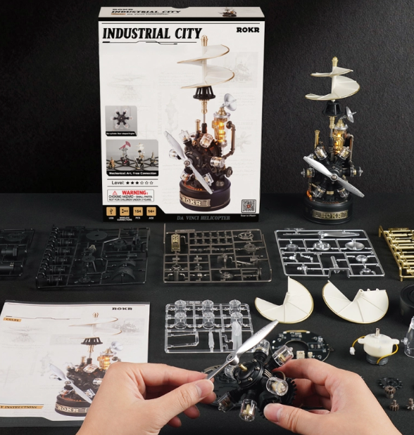 Hélicoptère Léonard Da Vinci mécanique - ROKR CGL01 – Puzzle 3D – Univers RcLoisirs