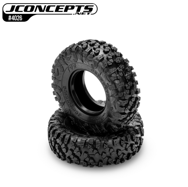 JCO4206-02 pneus JConcepts FYR crawler 2.2 po en compose Green Super Soft, diametre 4.75 po, largeur 1.5 po et inserts en mousse inclus.