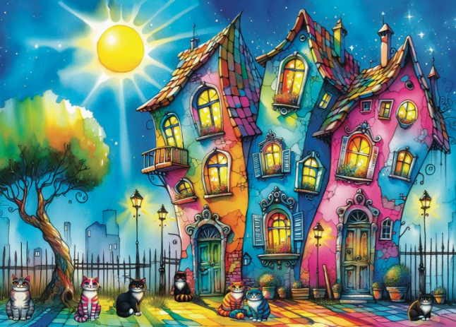 JP-MENI1000 - Jacarou - Meowtiful Night - Casse-tête - 1000 pièces - Univers RcLoisirs