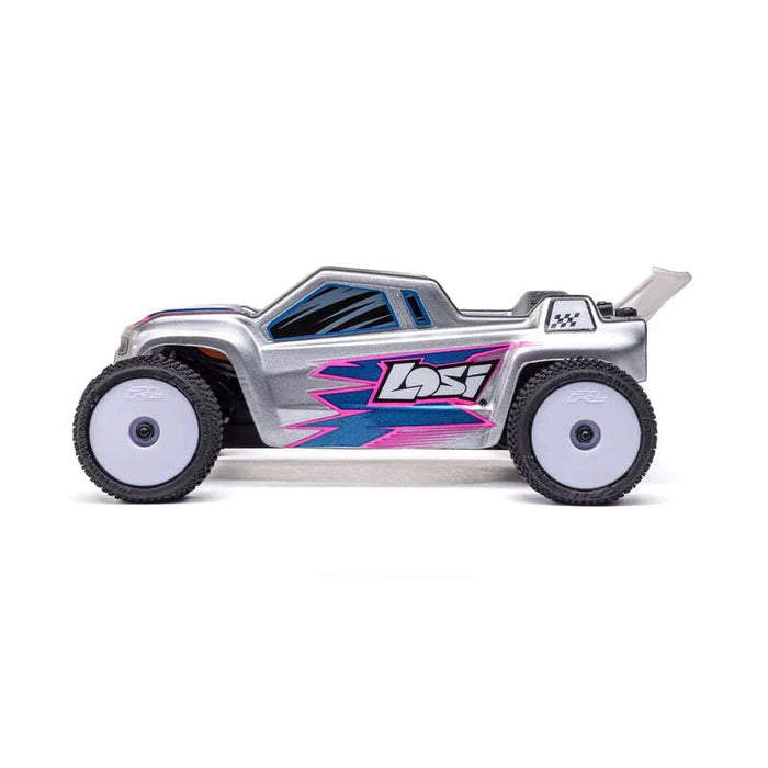 Univers RcLoisirs – Losi Micro-T 2S Stadium Truck 1/28 LOS-1392T1, voiture RC compacte RTR avec batterie incluse, camion radiocommandé 2WD LiPo USB-C, mini Stadium Truck tout-terrain unisexe pour trail, nature, modélisme RC intérieur extérieur, hobby modélisme, club RC et rassemblement de passionnés