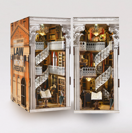 Law Library – Book Nook miniature 3D bois avec LED – Univers RcLoisirs