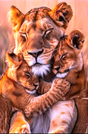 PRÉ-COMMANDE / Peinture diamant 5D - Haute Gamme - Lionne et ses Lionceaux - Univers RcLoisirs