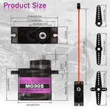 MG90S – Servo micro à engrenages métalliques 180°