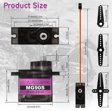MG90S – Servo micro à engrenages métalliques 180°