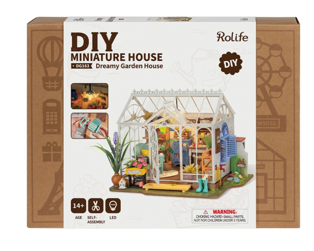 Assemblez la Rolife DG163 – Maison de jardin de rêve. Kit miniature détaillé avec LED, ambiance florale et décor authentique. Univers RcLoisirs.
