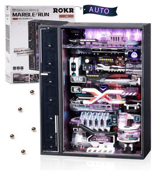 Marble Run - Future City – Course de bille mécanique - ROKR MR02S – Puzzle 3D – Univers RcLoisirs