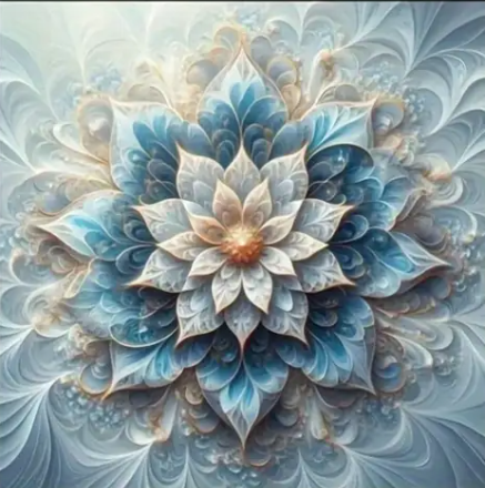 Mandala bleuté - 30×30cm – Diamants Ronds