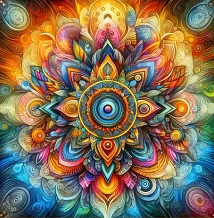 Mandala vibrant - 30×30cm – Diamants Ronds