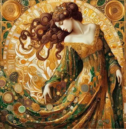 Danse au soleil (style Klimt) - 40×40cm – Diamants Ronds