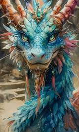 Dragon bleu - 40×70cm – Diamants Ronds