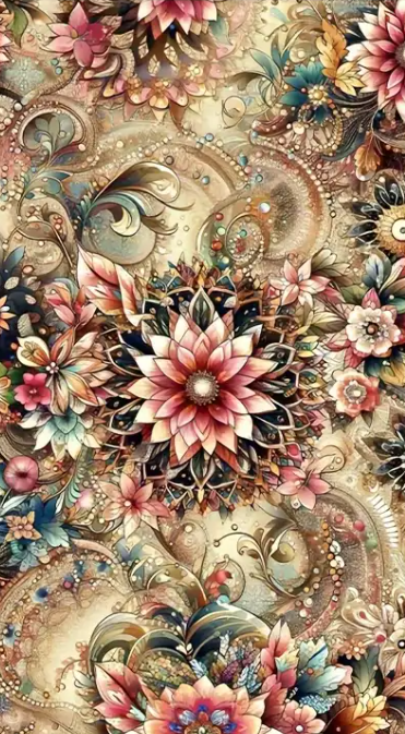 Mandala floral- 40×70cm – Diamants Ronds