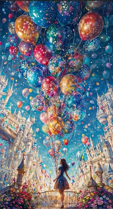 Royaume des ballons - 40×70cm – Diamants Ronds