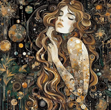 Chevelure (style Klimt) - 50×50cm – Diamants Ronds