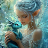 Elfe et dragon - 50×50cm – Diamants Ronds