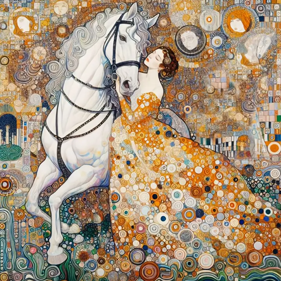 Promenade à cheval (style Klimt) - 50×50cm – Diamants Ronds
